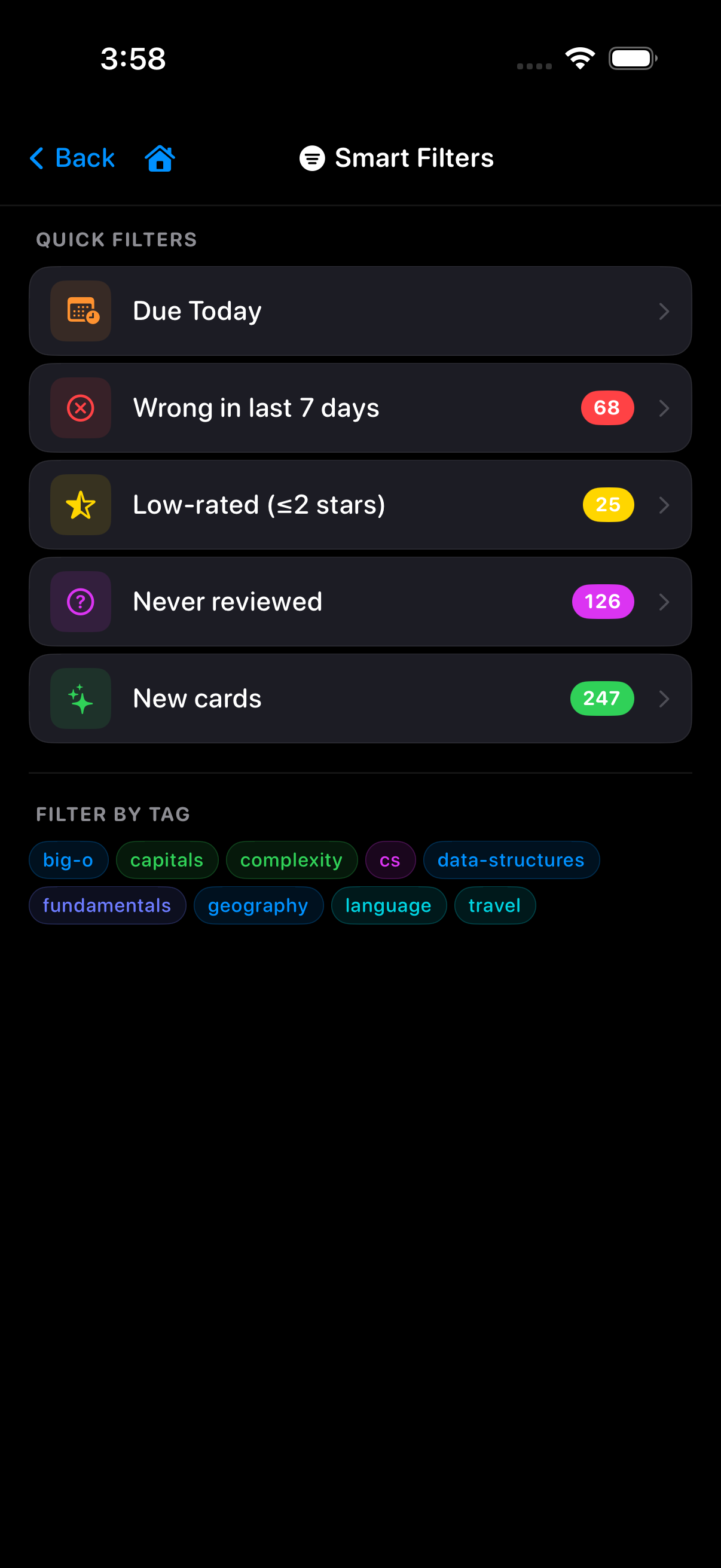 Smart Filter screen